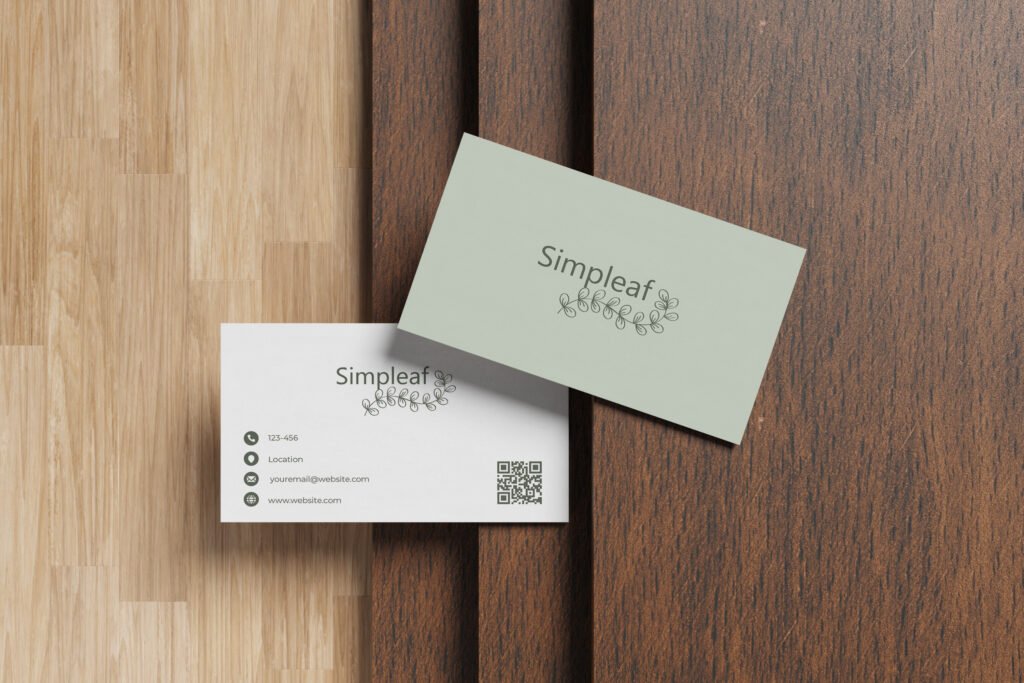 top view business card mockup